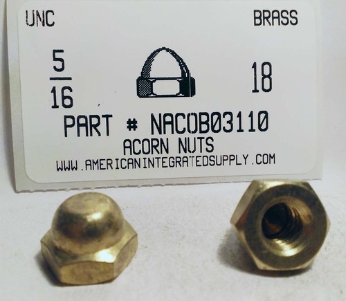 5/16-18 ACORN CAP NUT BRASS