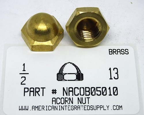 1/2-13 ACORN CAP NUT BRASS