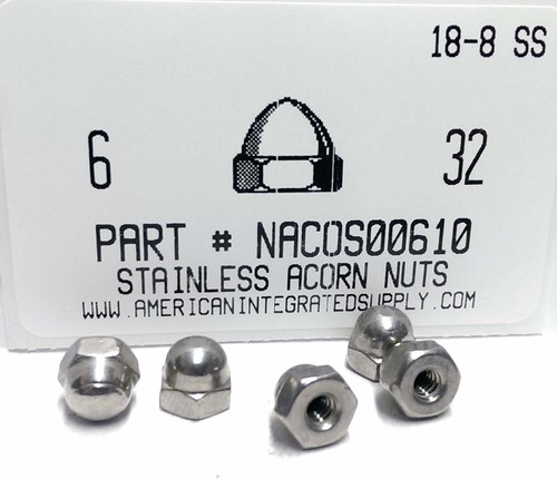 #6-32 ACORN CAP NUT 18-8 STAINLESS STEEL