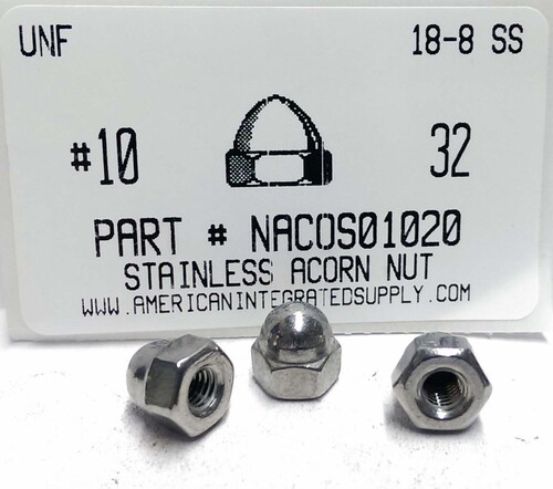 #10-32 ACORN CAP NUT 18-8 STAINLESS STEEL