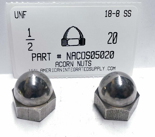 1/2-20 ACORN CAP NUT 18-8 STAINLESS STEEL