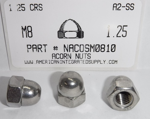 M8-1.25 ACORN CAP NUT A2 STAINLESS STEEL D1587