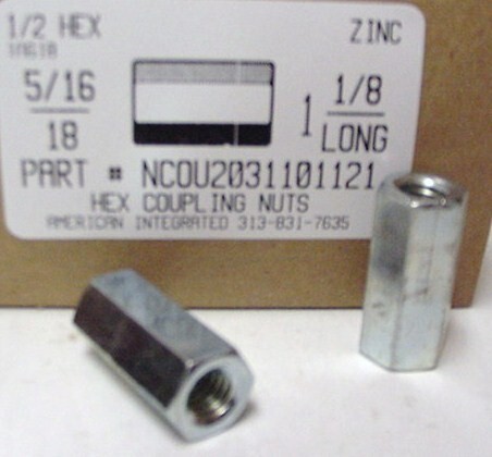 5/16-18X1/2X1-1/8 HEX COUPLING NUT STEEL ZINC PLATED