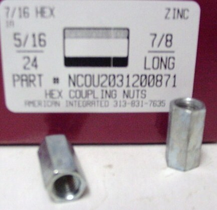 5/16-24X7/16X7/8 HEX COUPLING NUT STEEL ZINC PLATED