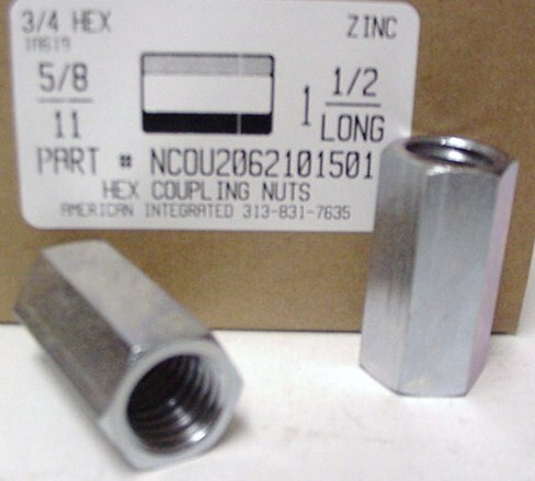 5/8-11X3/4X1-1/2 HEX COUPLING NUT STEEL ZINC PLATED (DISCONTINUED)