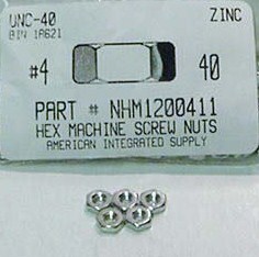 #4-40 HEX MACHINE SCREW NUT STEEL ZINC PLATED