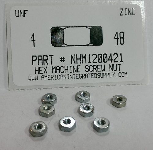 #4-48 HEX MACHINE SCREW NUT STEEL ZINC PLATED