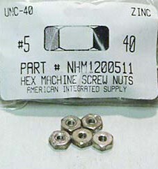 #5-40 HEX MACHINE SCREW NUT STEEL ZINC PLATED