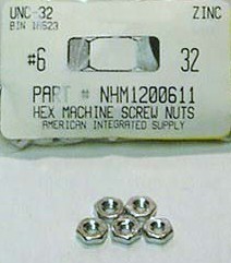 #6-32 HEX MACHINE SCREW NUT STEEL ZINC PLATED