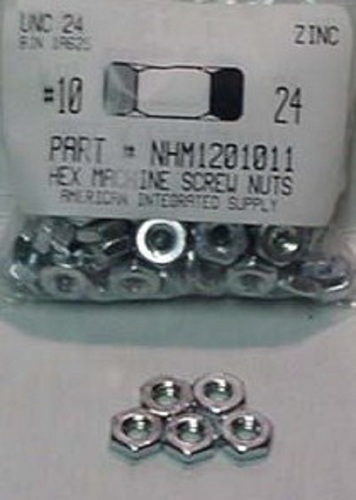 #10-24 HEX MACHINE SCREW NUT STEEL ZINC PLATED