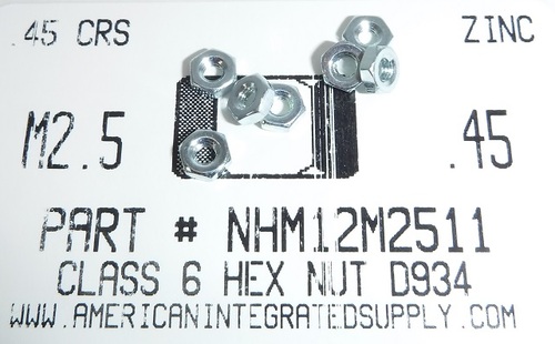 M2.5-.45 HEX NUT CLASS 6 STEEL ZINC D934