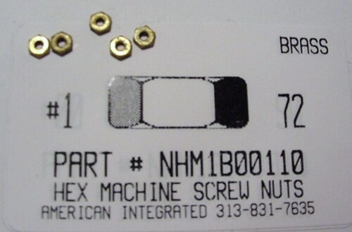 #1-72 HEX MACHINE SCREW NUT BRASS