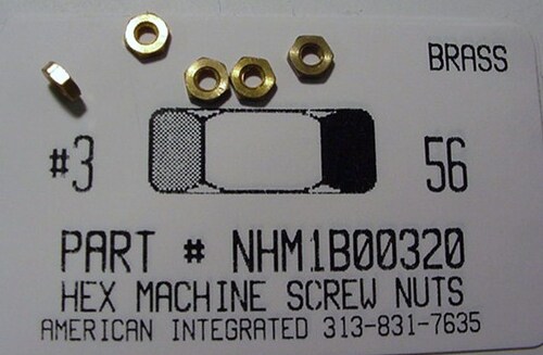 #3-56 HEX MACHINE SCREW NUT BRASS