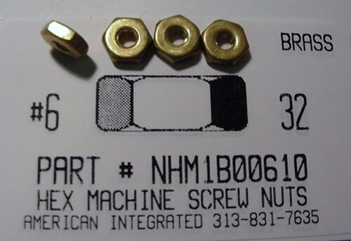 #6-32 HEX MACHINE SCREW NUT BRASS