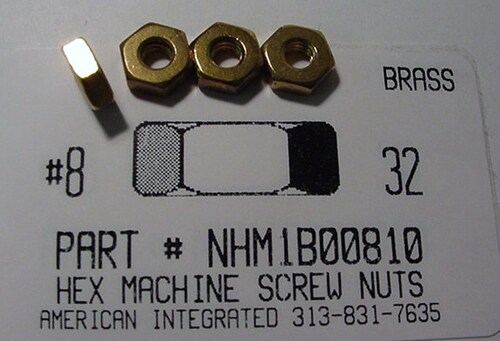 #8-32 HEX MACHINE SCREW NUT BRASS