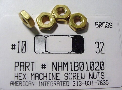 #10-32 HEX MACHINE SCREW NUT BRASS