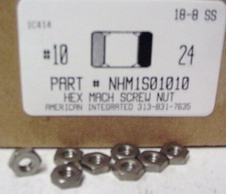 #10-24 HEX MACHINE SCREW NUT 18-8 STAINLESS STEEL