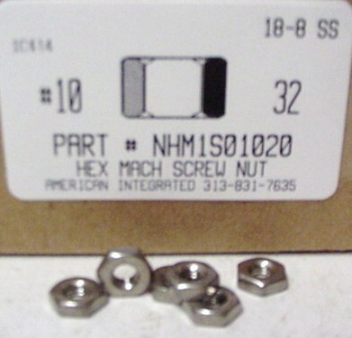 #10-32 HEX MACHINE SCREW NUT 18-8 STAINLESS STEEL