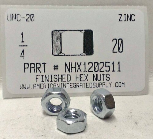 1/4-20 FINISHED HEX NUT ASTM A563 GRADE A STEEL ZINC PLATED