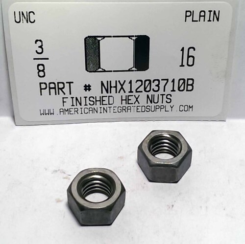 3/8-16 FINISHED HEX NUT ASTM A563 GRADE A STEEL PLAIN