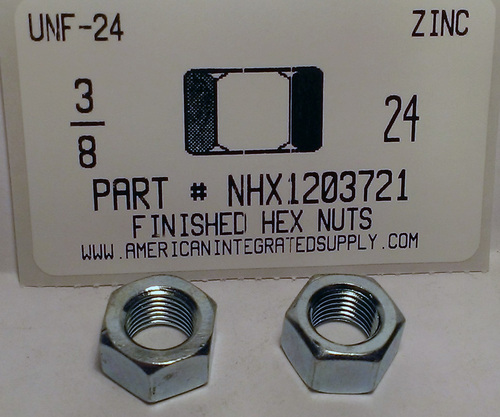 3/8-24 FINISHED HEX NUT ASTM A563 GRADE A STEEL ZINC PLATED