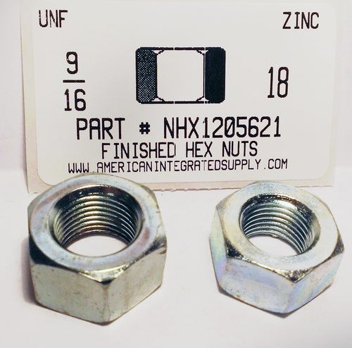 9/16-18 HEX NUT ASTM A563 GRADE A STEEL ZINC PLATED