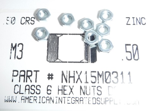 M3-.50 FINISHED HEX NUT CLASS 8 STEEL ZINC PLATED D934