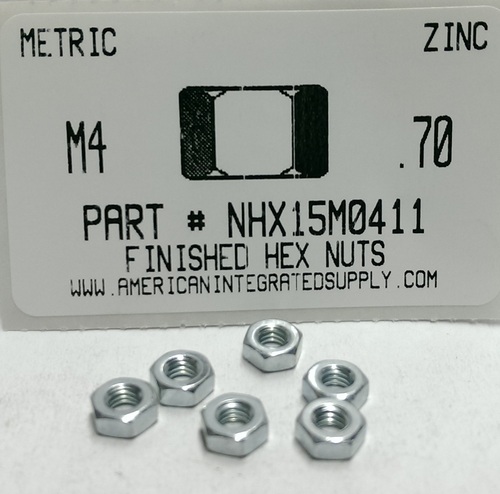 M4-.70 FINISHED HEX NUT CLASS 8 STEEL ZINC D934