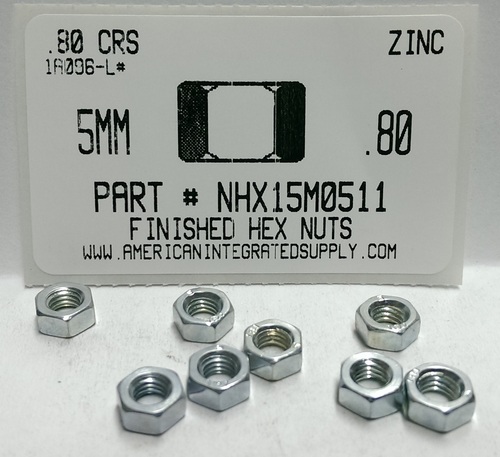 M5-.80 FINISHED HEX NUT CLASS 8 STEEL ZINC D934