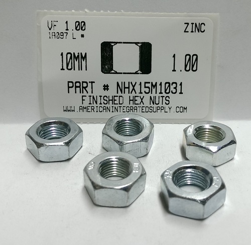 M10-1.00 FINISHED HEX NUT CLASS 8 STEEL ZINC PLATED D934