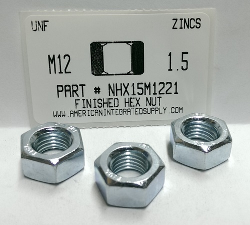 M12-1.50 FINISHED HEX NUT CLASS 8 STEEL ZINC PLATED D934