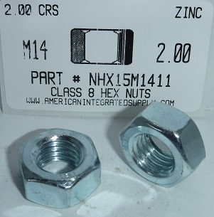 M14-2.00 FINISHED HEX NUT CLASS 8 STEEL ZINC PLATED D934