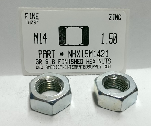 M14-1.50 FINISHED HEX NUT CLASS 8 STEEL ZINC PLATED D934