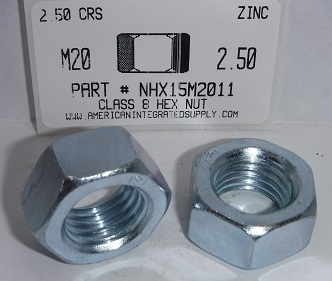 M20-2.50 FINISHED HEX NUT CLASS 8 STEEL ZINC PLATED D934