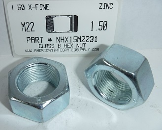 M22-1.50 FINISHED HEX NUT CLASS 8 STEEL ZINC PLATED D934