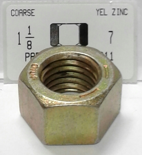 1-1/8"-7 FINISHED HEX NUT GRADE 8  STEEL YELLOW ZINC PLATED