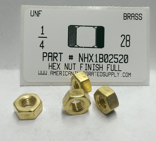 1/4-28 FINISHED HEX NUT BRASS