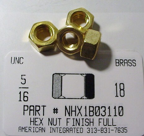 5/16-18 FINISHED HEX NUT BRASS