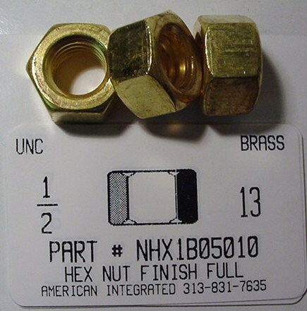 1/2-13 FINISHED HEX NUT BRASS