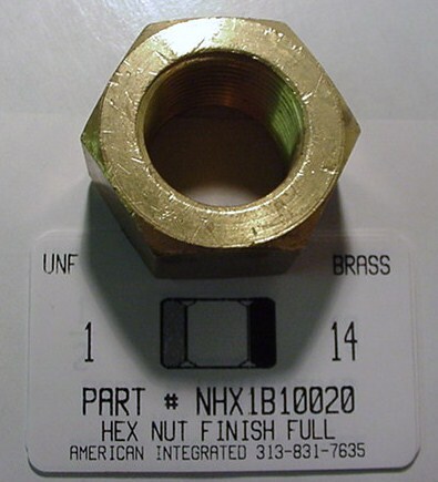 1"-14 FINISHED HEX NUT BRASS