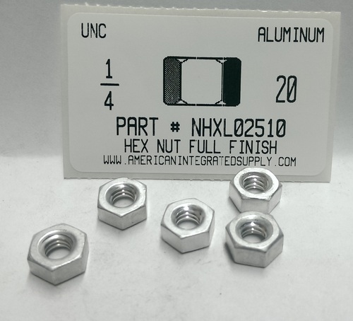 1/4-20 FINISHED HEX NUT 6061T6 ALUMINUM