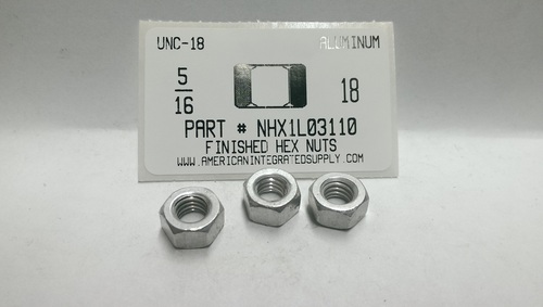 5/16-18 FINISHED HEX NUT 6061T6 ALUMINUM