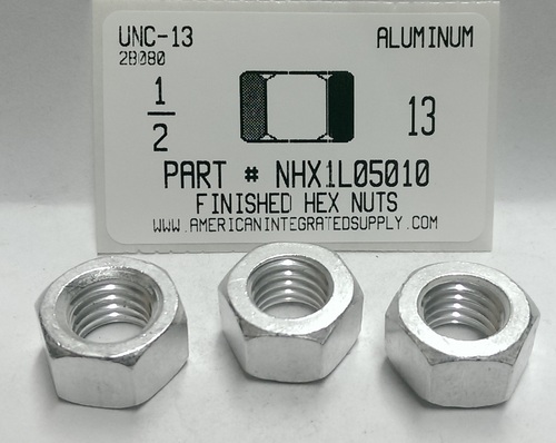 1/2-13 FINISHED HEX NUT 6061T6 ALUMINUM