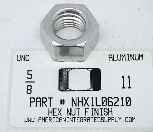 5/8-11 FINISHED HEX NUT 6061T6 ALUMINUM