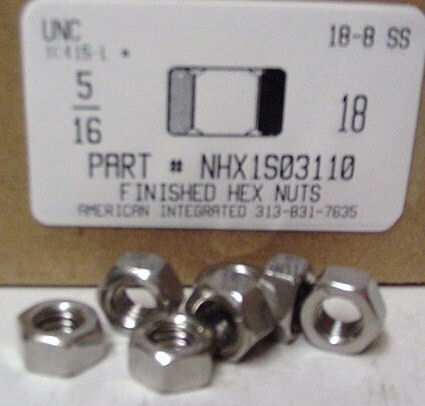 5/16-18 FINISHED HEX NUT 18-8 STAINLESS STEEL