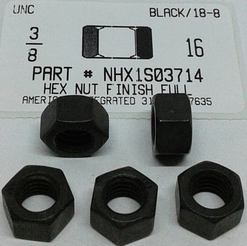 3/8-16 FINISHED HEX NUT 18-8 STAINLESS STEEL BLACK OXIDE