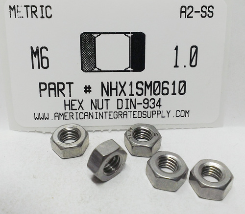 M6-1.00 HEX NUT A2 STAINLESS STEEL D934