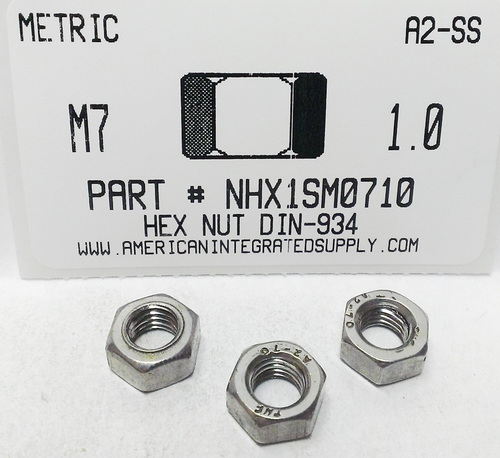 M7-1.00 HEX NUT A2 STAINLESS STEEL