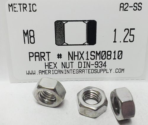 M8-1.25 HEX NUT A2 STAINLESS STEEL D934