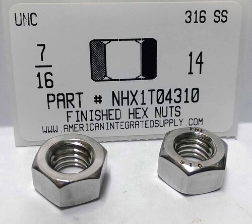 7/16-14 FINISHED HEX NUT 316 STAINLESS STEEL